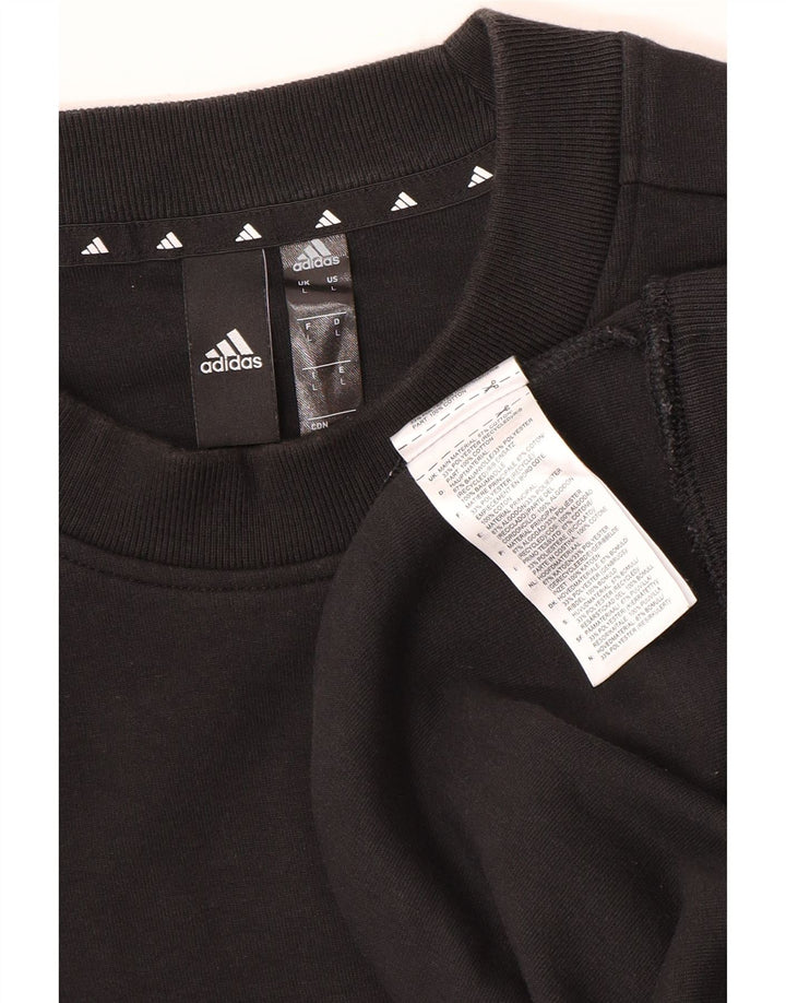 Adidas Mens Sweatshirt Jumper Large Black Cotton