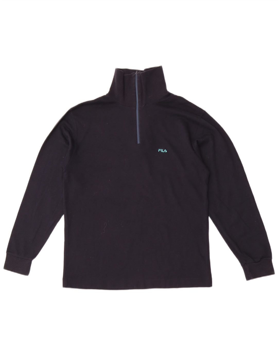 Fila Mens Zip Neck Top Long Sleeve IT 46 Small Navy Blue Cotton