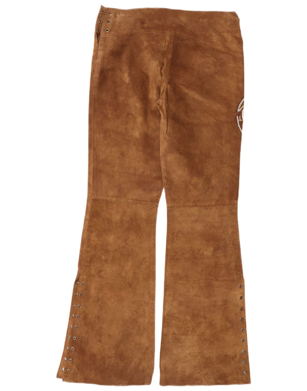 Vintage Damen Bootcut Wildlederhose Medium W30 L33 Braunes Leder