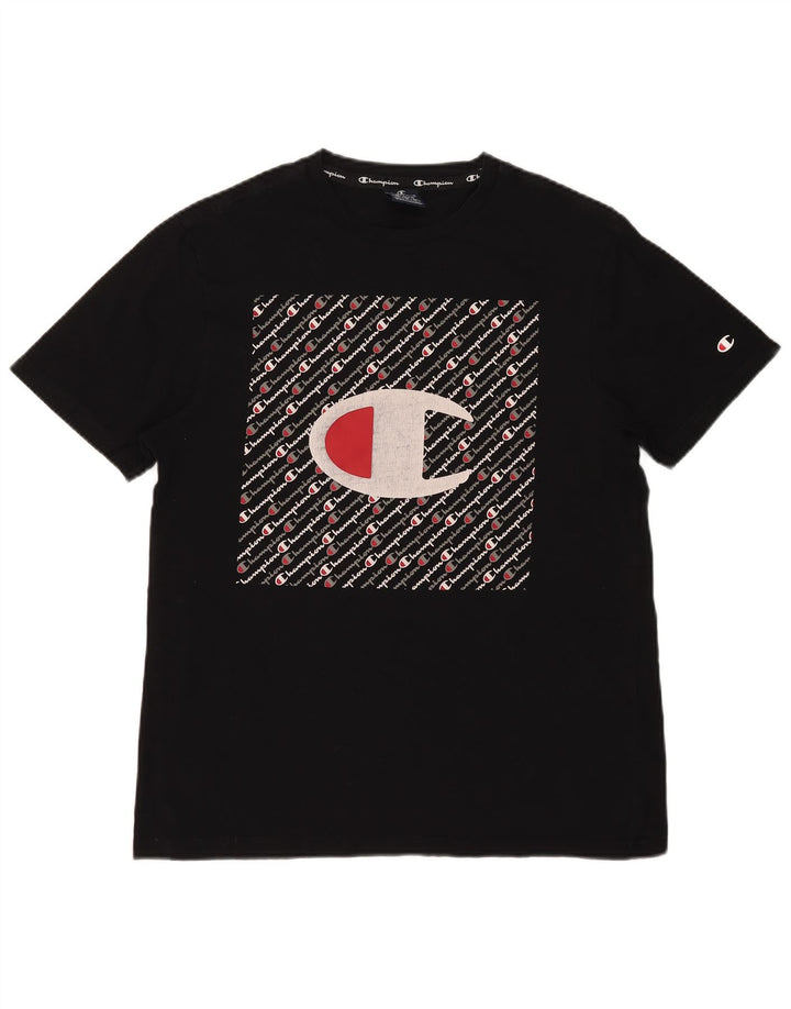 Champion Mens Graphic T-Shirt Top Medium Black