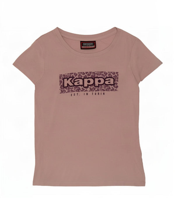 Kappa Dame Grafisk T-Shirt Top UK 10 Lille Pink Bomuld