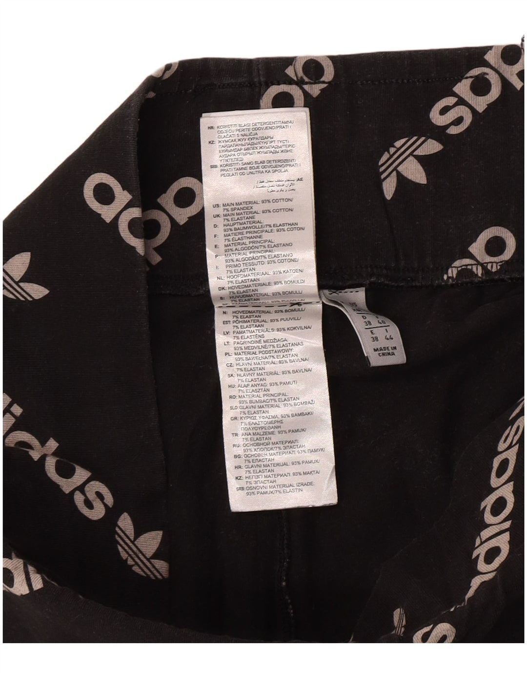 Adidas Womens Graphic Leggings UK 12 Medium Black Cotton