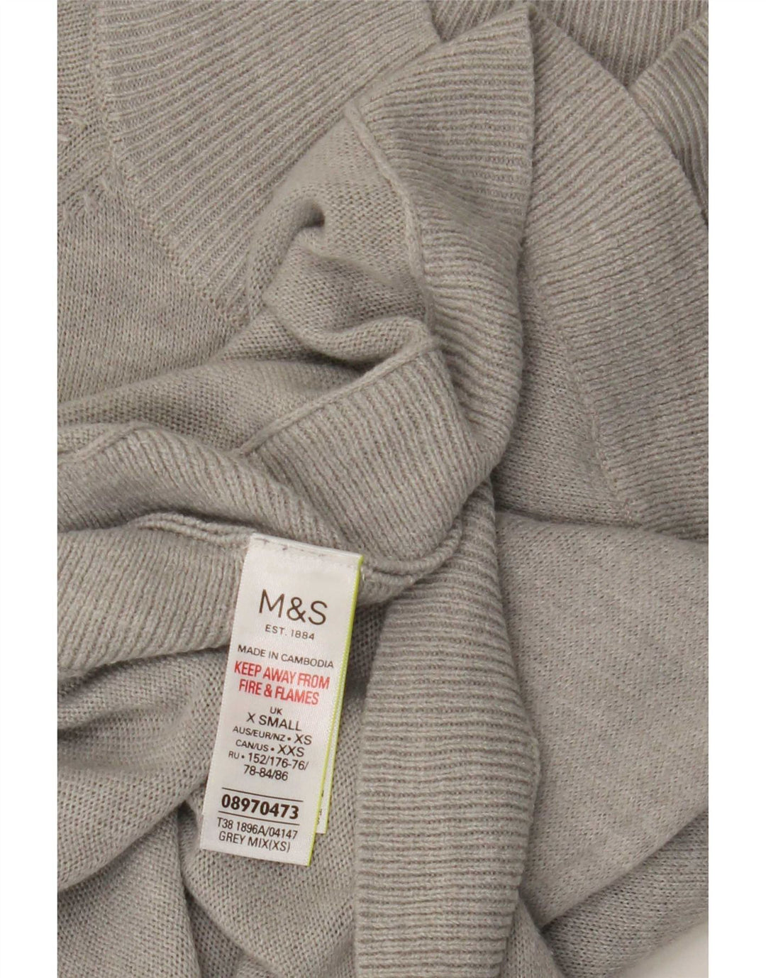 Marks & Spencer Womens Turtle Neck Jumper Sweater UK 6 XS Grey