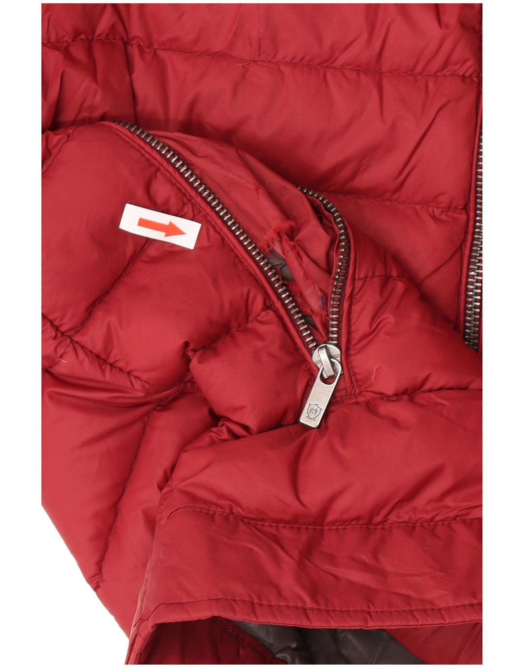Massimo Dutti Womens Hooded Padded Jacket UK 14 Large Burgundy