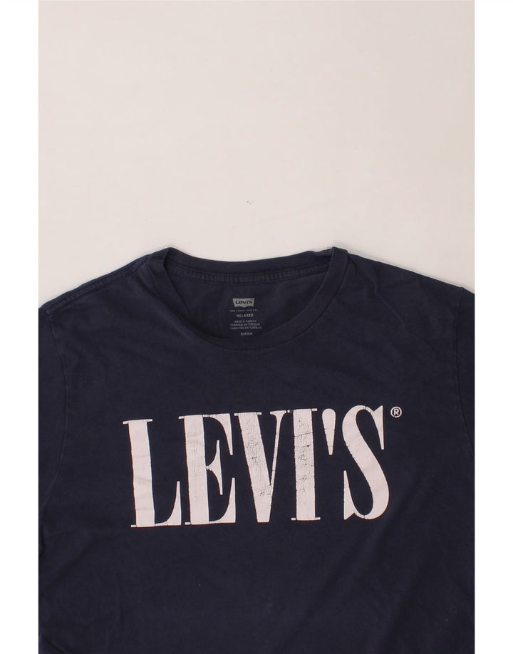 LEVI'S Mens Relaxed Graphic T-Shirt Top Small Navy Blue Cotton Vintage Levi's and Second-Hand Levi's from Messina Hembry 