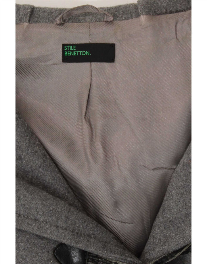 Benetton Trenca Con Capucha IT 40 Small Gris Lana