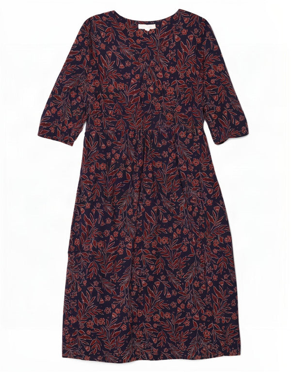 Abito lungo da donna con maniche a 3/4 Seasalt Cornwall UK 16 Grande floreale blu navy