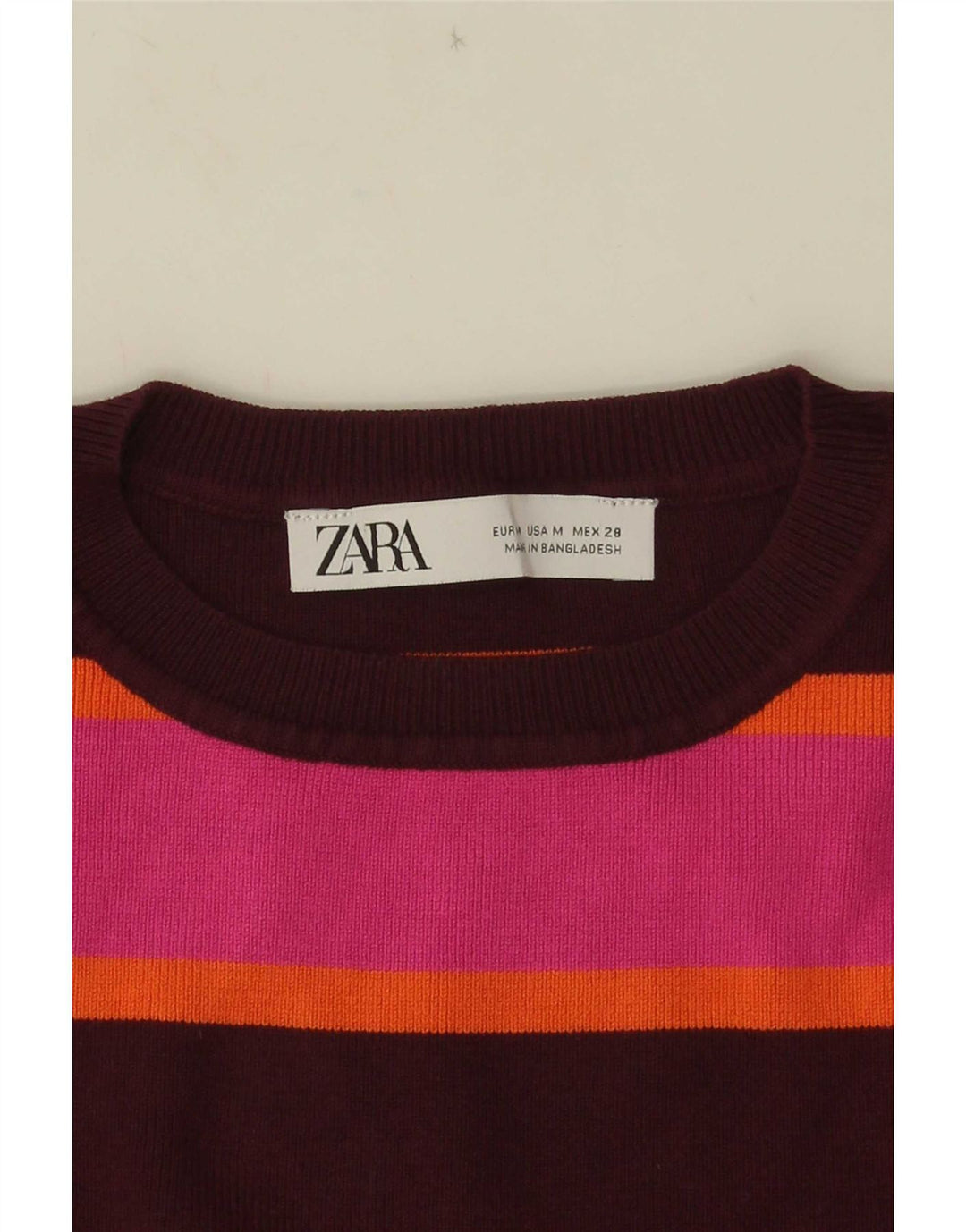 Zara Womens Crop Vest Top UK 12 Medium Pink Striped