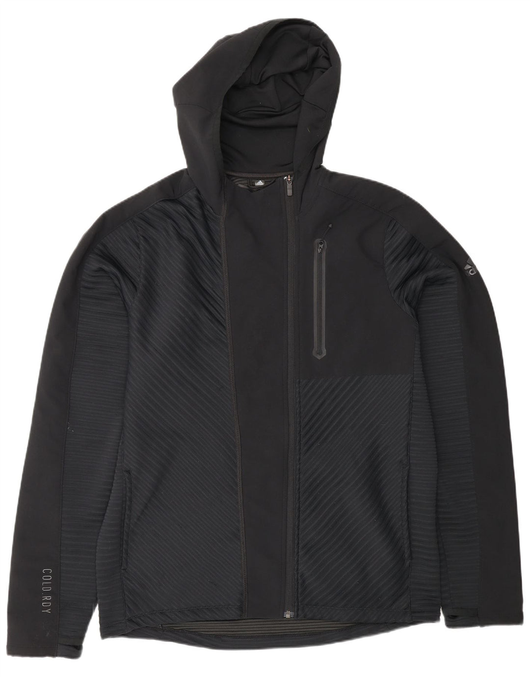 Adidas Mens Hooded Tracksuit Top Jacket Large Black Polyester