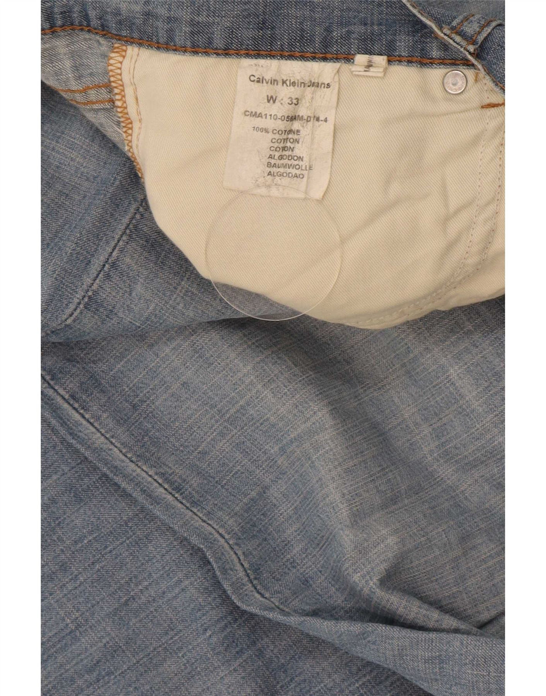 Calvin Klein Mens Straight Jeans W33 L33 Blue Cotton