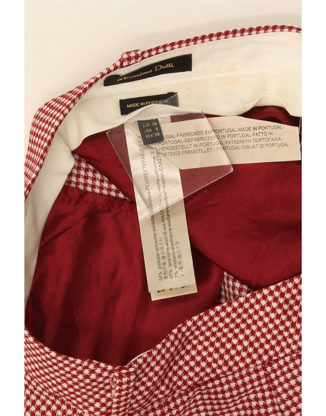 Massimo Dutti Damen Chinohose EU 38 Small W28 L28 Roter Hahnentritt