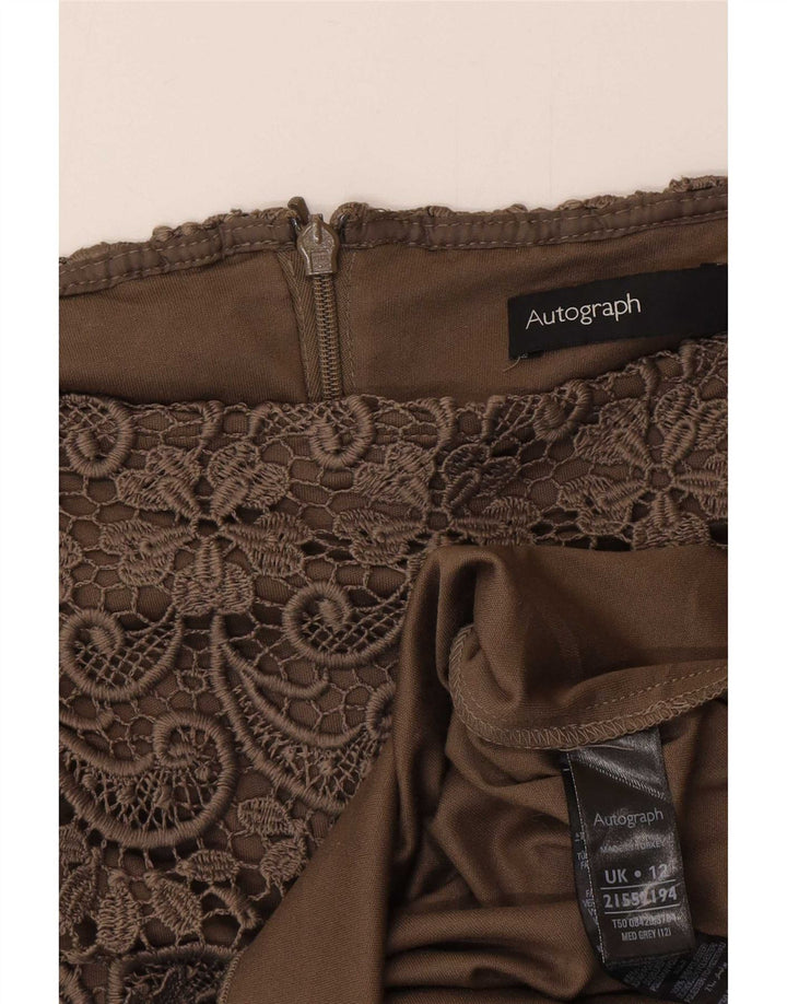 Marks & Spencer Womens Autograph Straight Skirt UK 12 Medium W30 Khaki