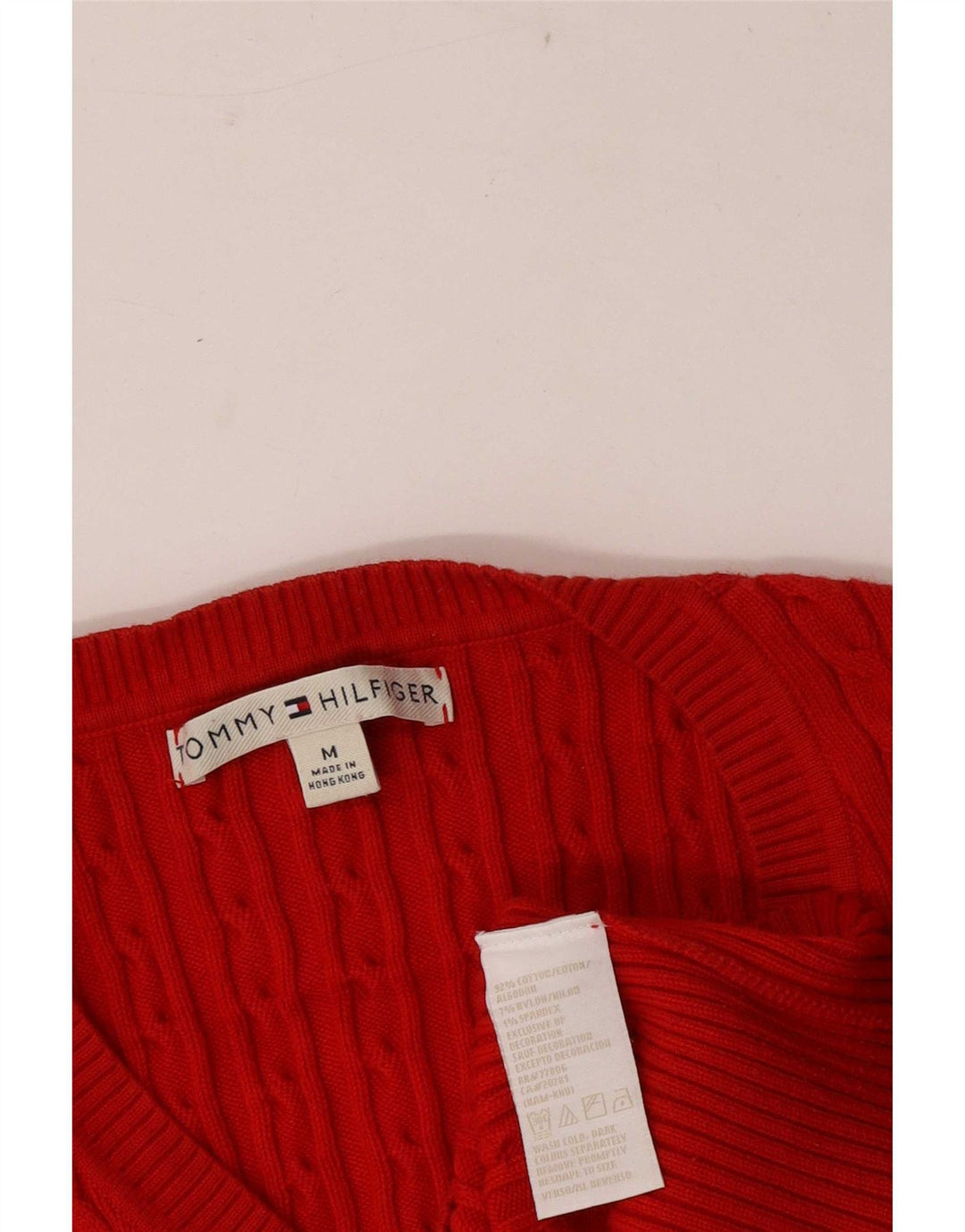 Tommy Hilfiger Dame Regular Fit V-hals sweater UK 12 Medium Rød
