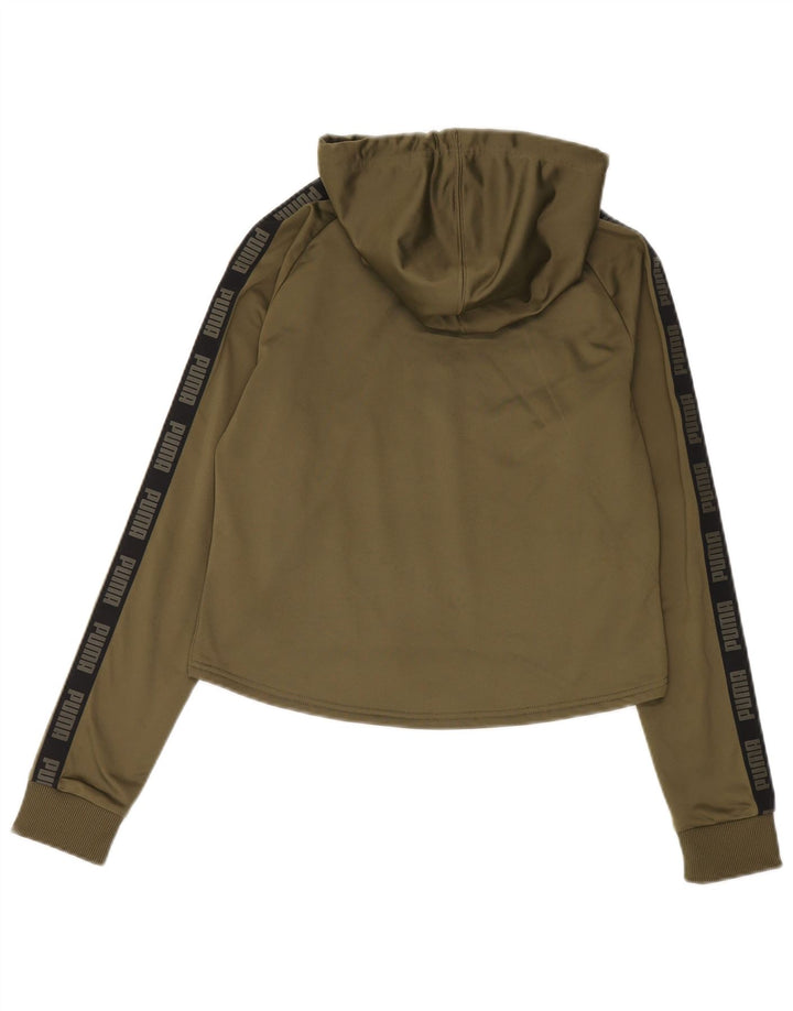 Puma Womens Graphic Hoodie Pullover UK 14 Medium Khaki Polyester