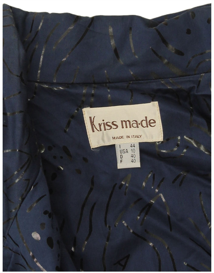 Vintage Womens Oversized Utility Jacket EU 40 Medium Blue Animal Print