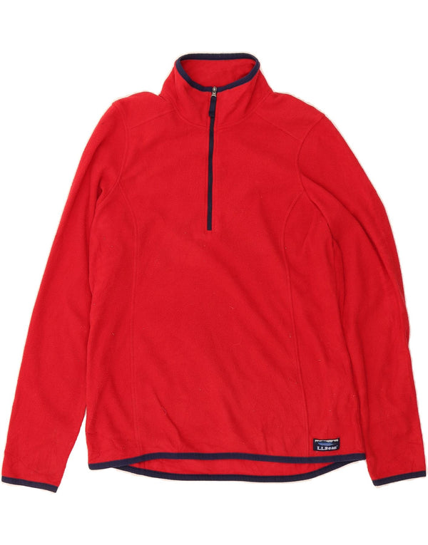L.L.BEAN Mens Zip Neck Fleece Jumper Small Red Polyester