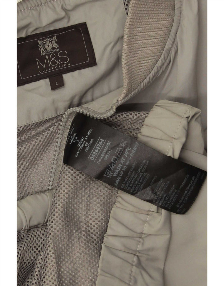 Marks & Spencer Chaqueta Bomber para Hombre UK 40 Grande Poliéster Gris