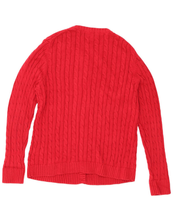 L.L.Bean Womens Cardigan Sweater UK 18 XL Red Cotton