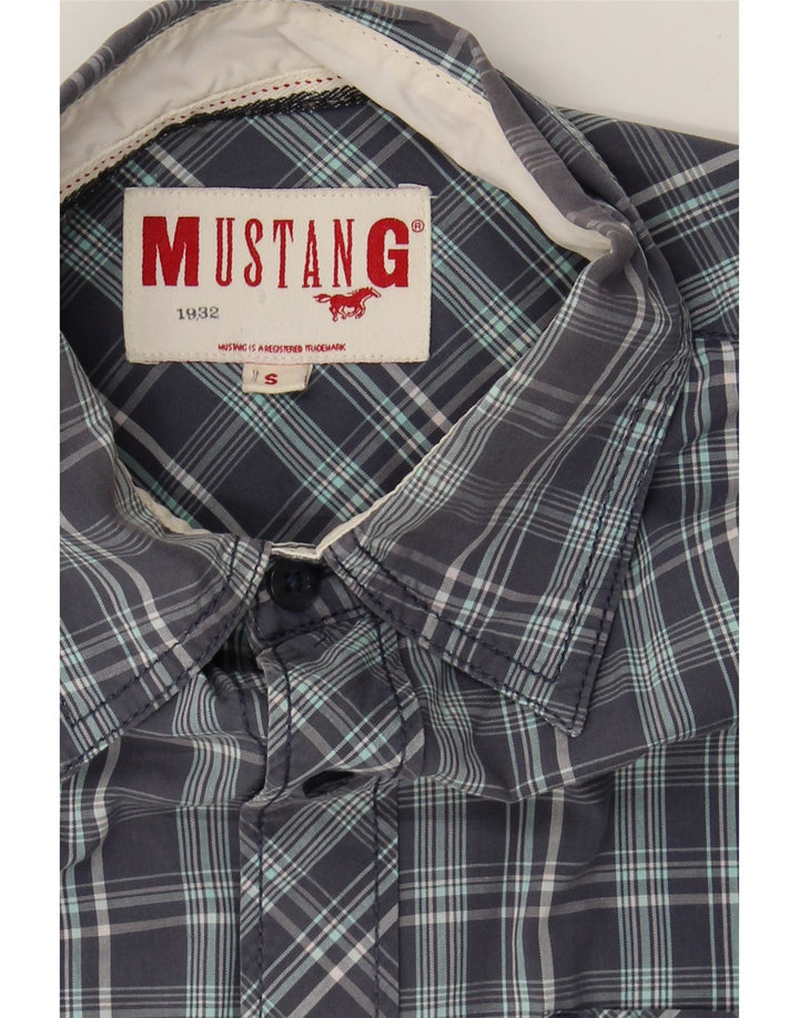 MUSTANG Mens Shirt Small Grey Check Cotton Vintage Mustang and Second-Hand Mustang from Messina Hembry 