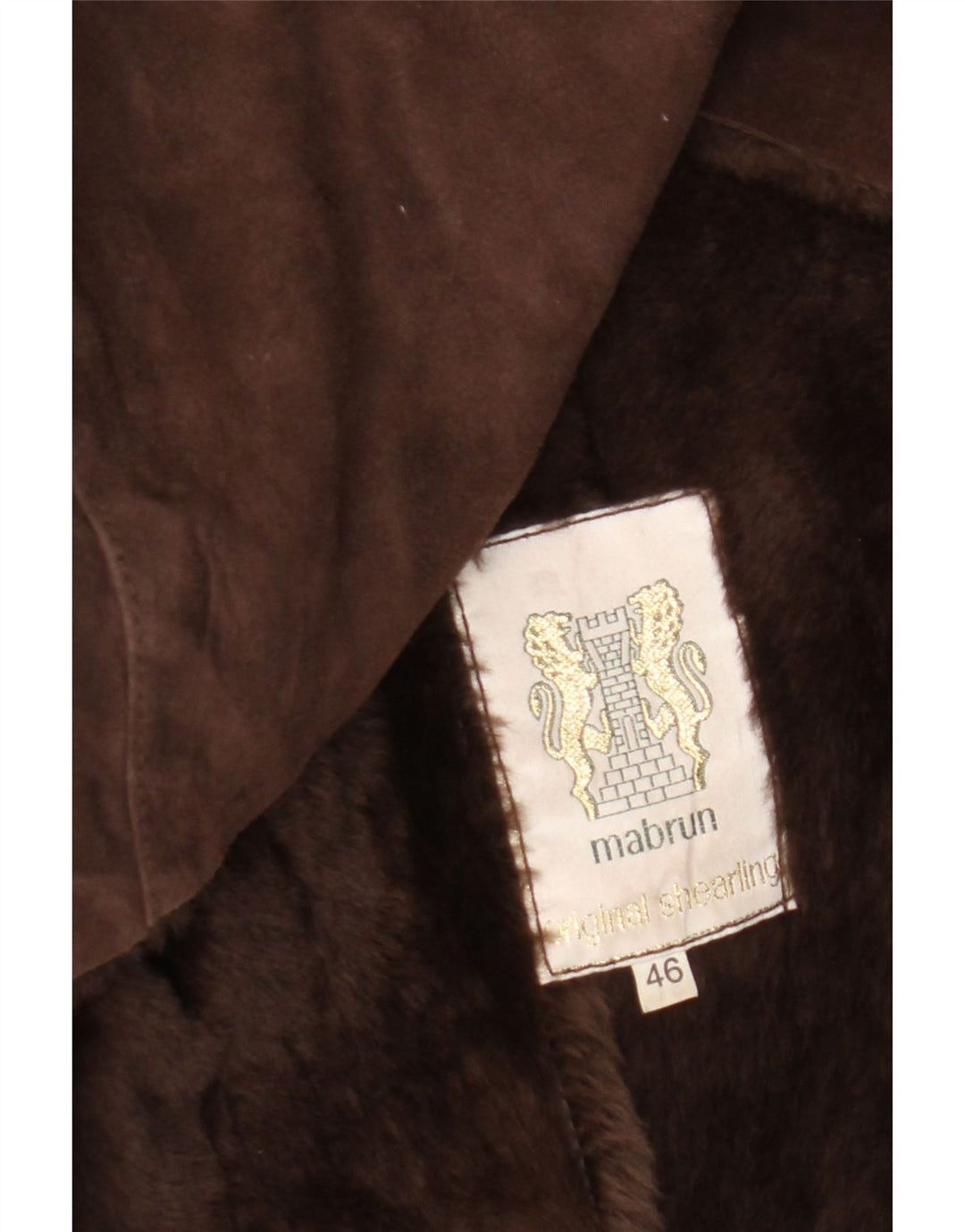 Mabrun Manteau en peau de mouton pour femme IT 46 Large peau de mouton marron