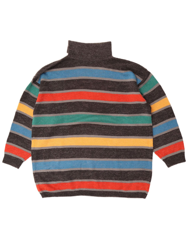 Vintage Damen Rollkragenpullover Pullover UK 18 XL Bunt gestreift