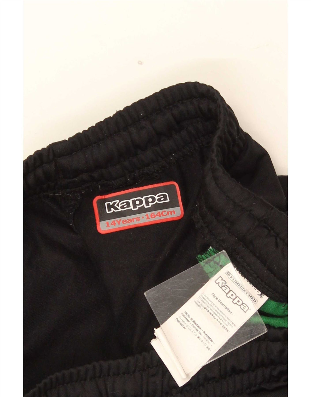 Kappa Boys Graphic Tracksuit Trousers Joggers 13-14 Years Black Polyester