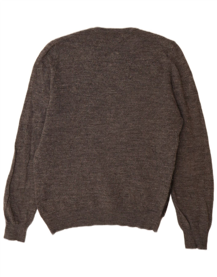 Zara Herren-Pullover mit Rundhalsausschnitt, Mittelgrau, Farbblock-Acryl
