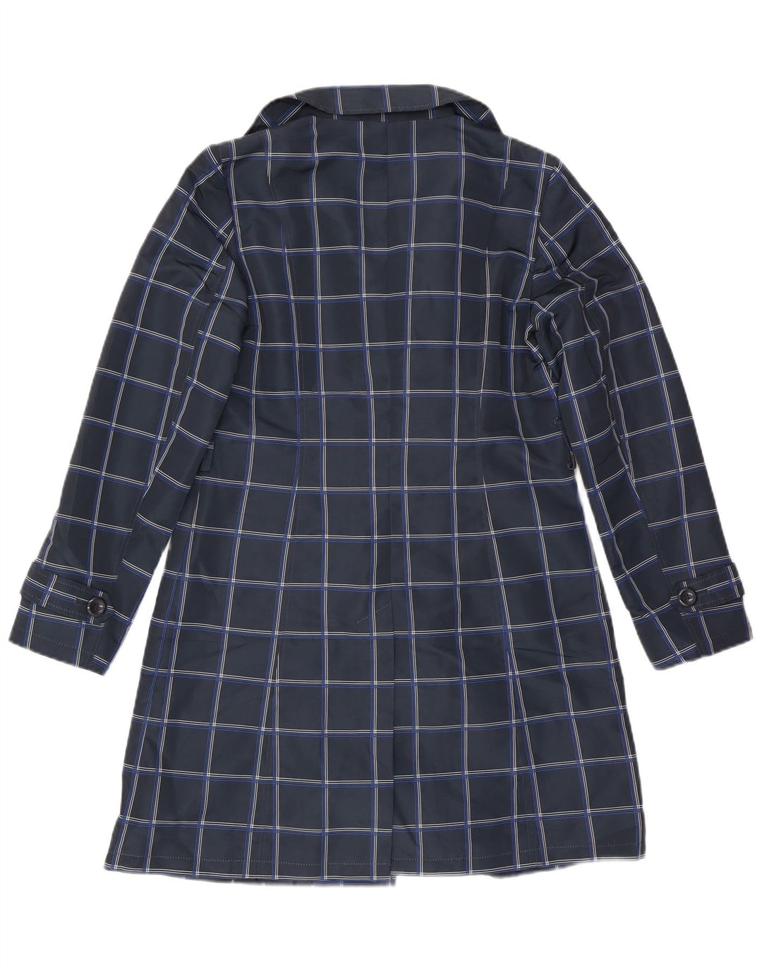 Marks & Spencer Damen Trenchcoat UK 10 Small Marineblau kariertes Polyester