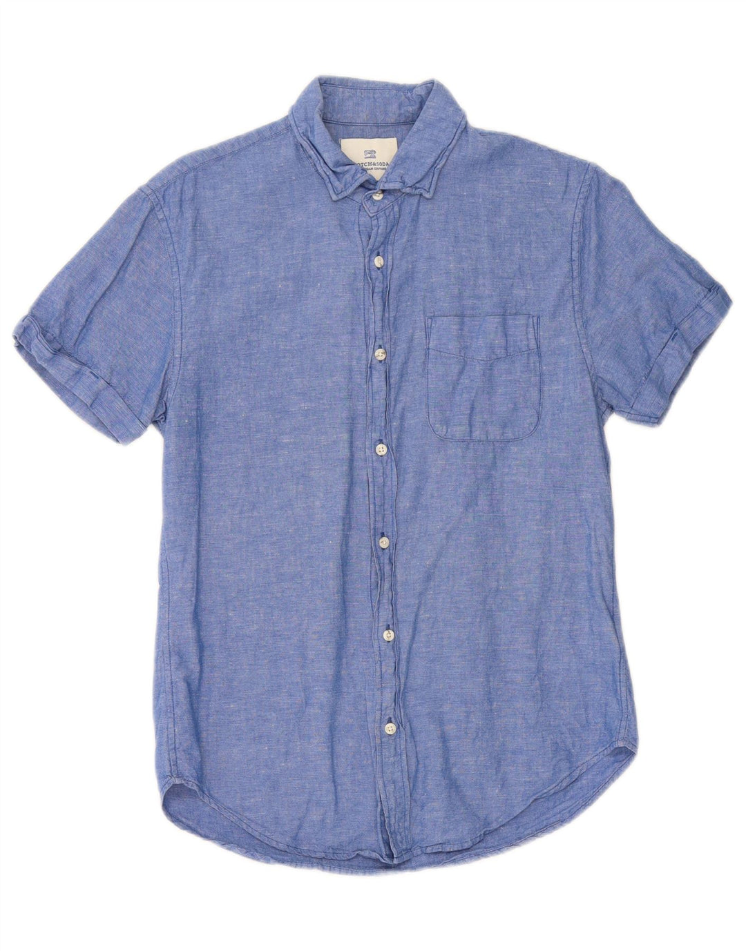 SCOTCH & SODA Mens Short Sleeve Shirt Small Blue Cotton Vintage Scotch & Soda and Second-Hand Scotch & Soda from Messina Hembry 