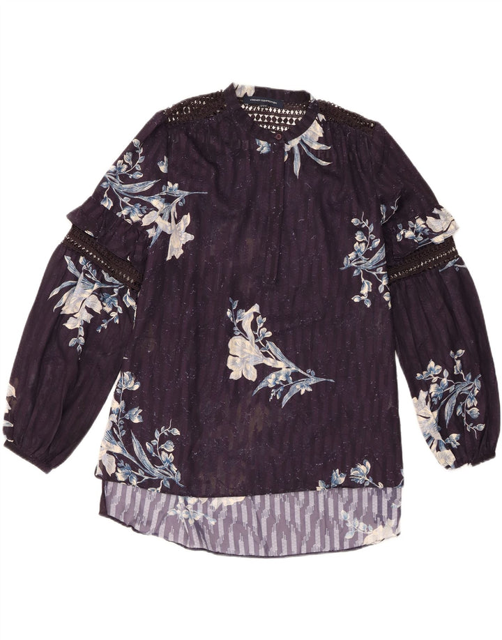French Connection Womens Long Sleeve Blouse Top UK 10 Small Navy Blue