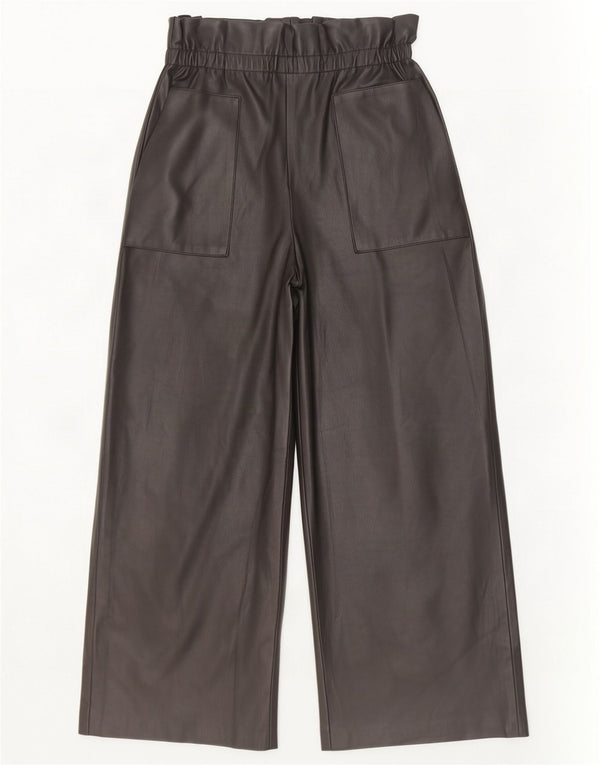 Pantaloni corti da donna in ecopelle a gamba larga Zara XS W24 L25 neri