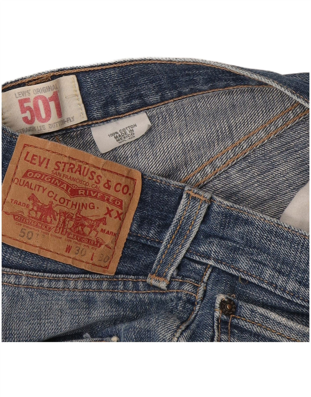 Levi's Womens 501 Distressed Denim Shorts W30 Medium Blue Cotton