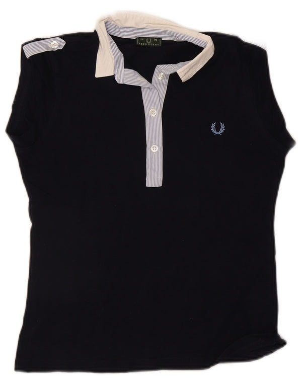 Polo senza maniche da donna Fred Perry UK 12 Medium Navy Blue Colourblock