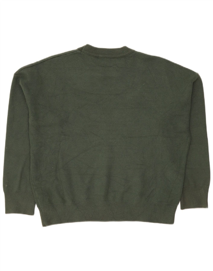 Zara Mens Crew Neck Jumper Sweater Medium Green Viscose