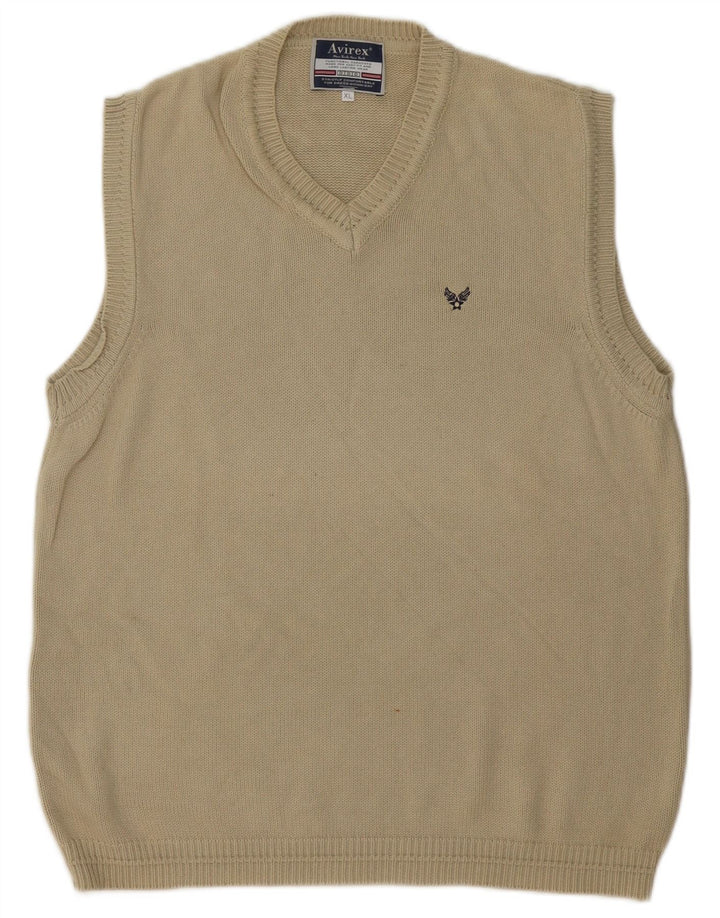 Avirex Mens Vest Tank Top XL Beige Cotton