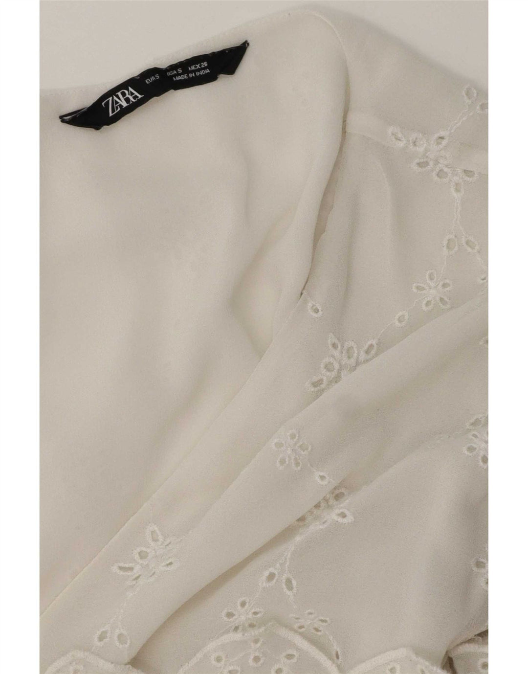 Zara Womens Blouse Top UK 10 Petit Blanc Floral