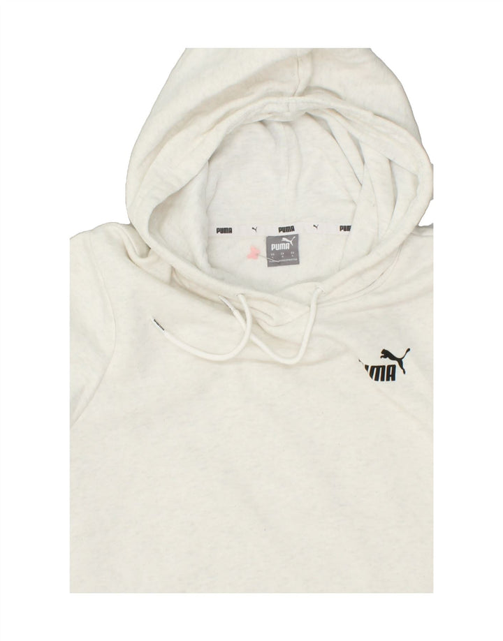 PUMA Womens Hoodie Jumper UK 16 Large Off White Cotton | Vintage Puma | Thrift | Second-Hand Puma | Used Clothing | Messina Hembry 