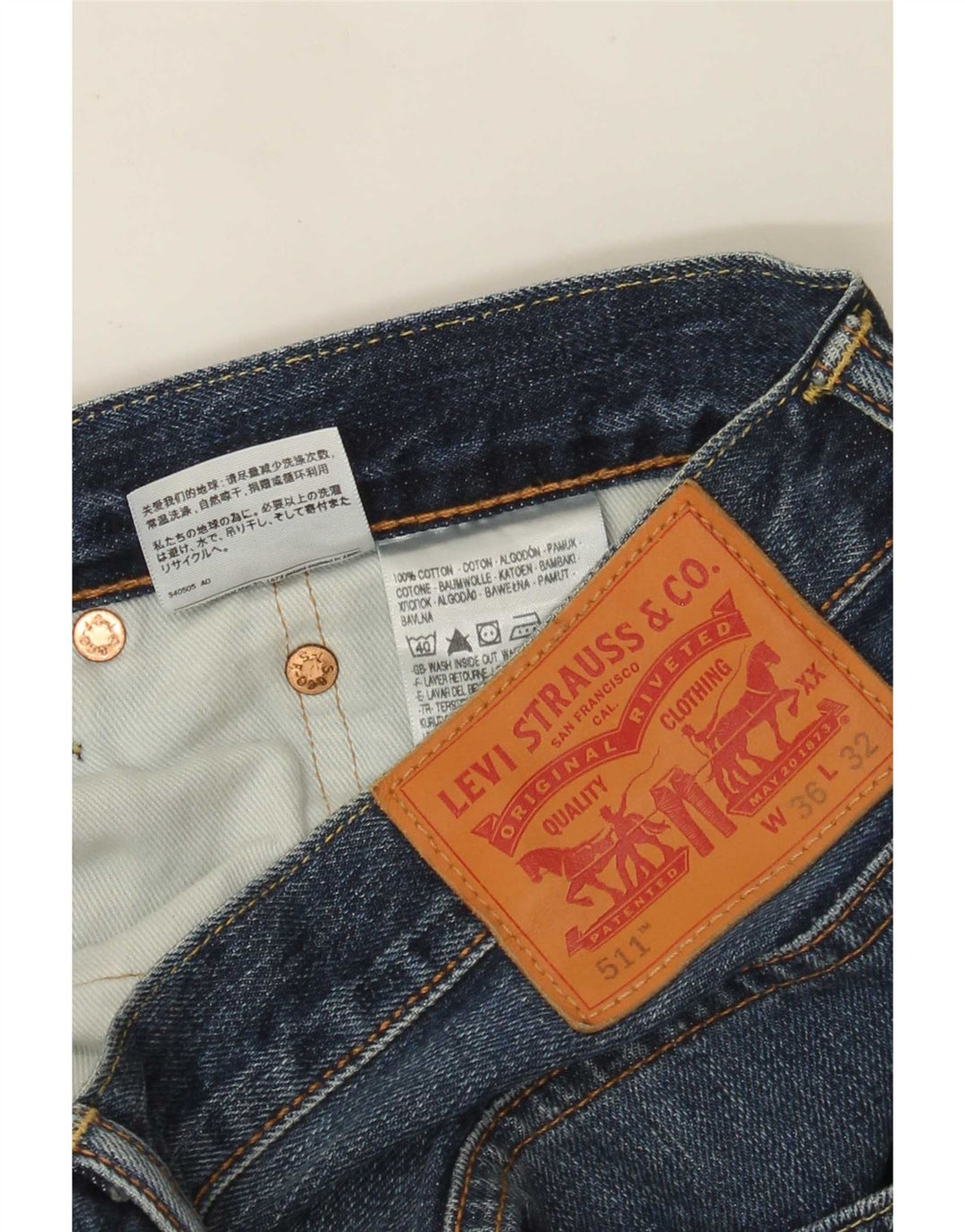 Levi's Mens 511 Slim Jeans W36 L32 Blue Cotton