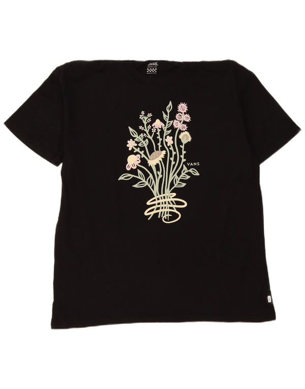 Vans Herre grafisk T-shirt Top Medium Sort Blomsterbomuld