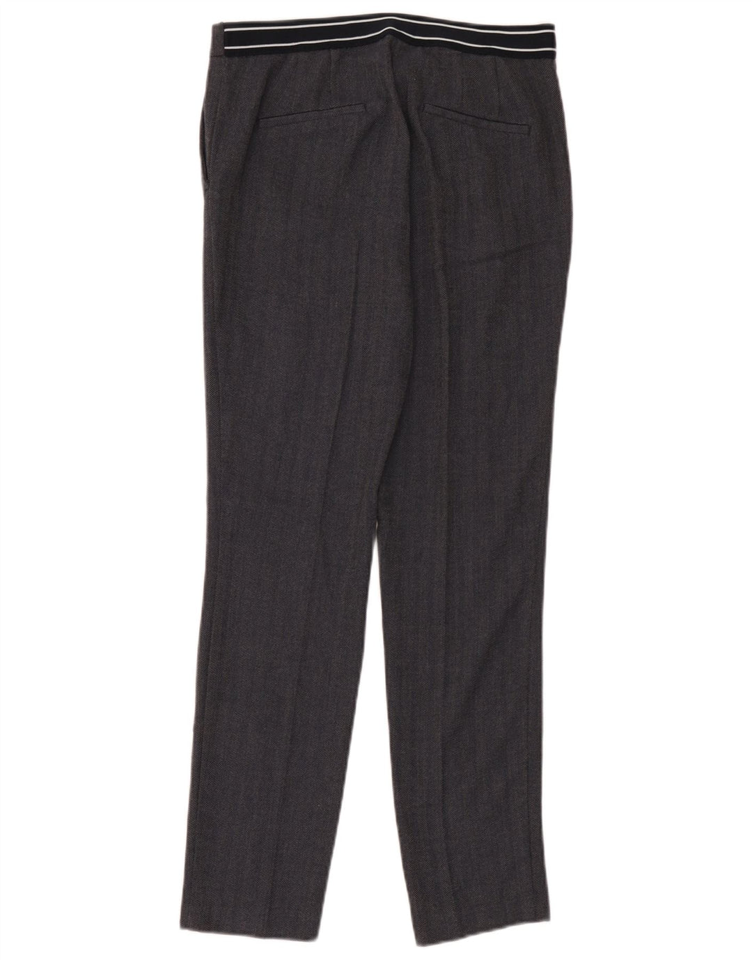 Zara Womens Slim Chino Trousers Large W30 L28 Black Herringbone Polyester