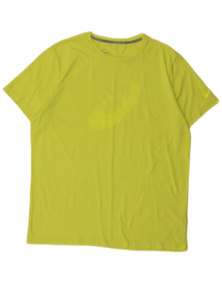 Asics Mens Graphic T-Shirt Top XL Green Polyester