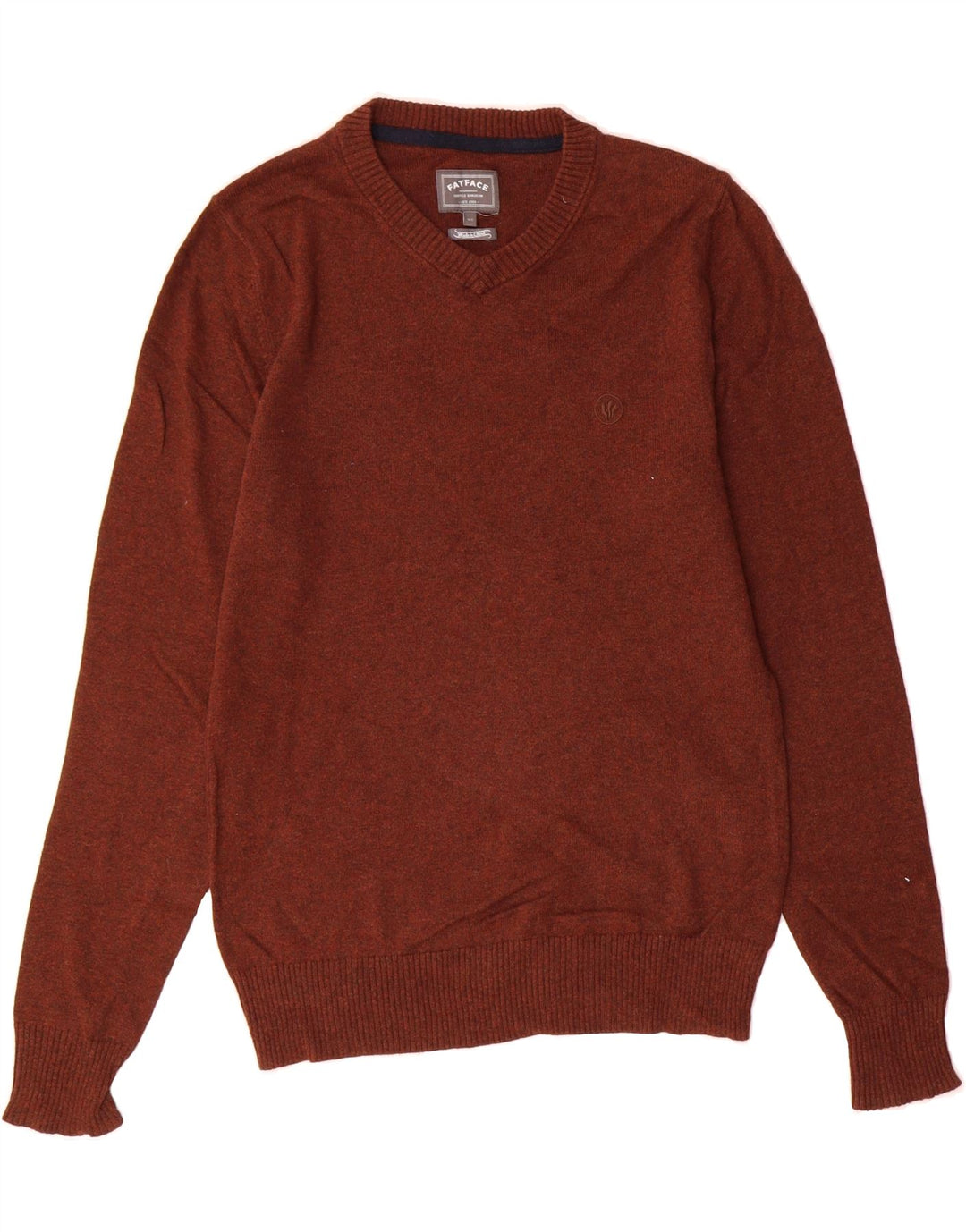 FAT FACE Mens V-Neck Jumper Sweater XS Brown Cashmere Vintage Fat Face and Second-Hand Fat Face from Messina Hembry 