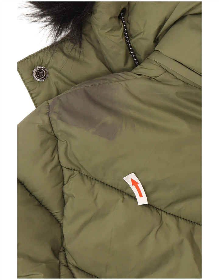 Superdry Womens Hooded Padded Jacket UK 8 Small Green Nylon