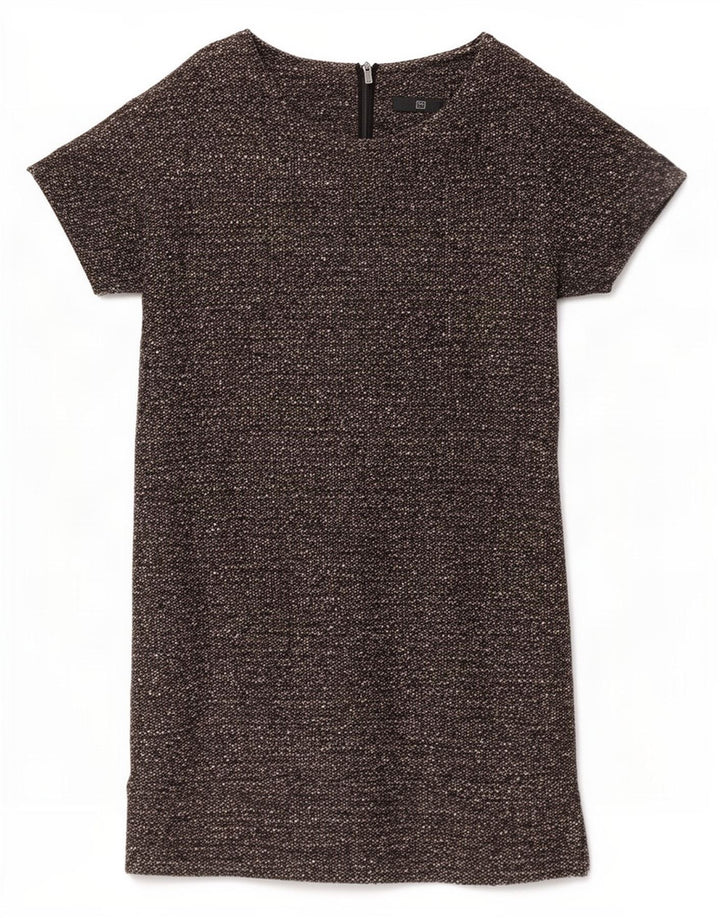 Abito a trapezio da donna Benetton UK 14 Lana vergine screziata grigio medio