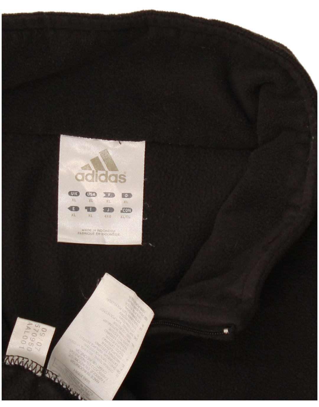 Adidas Mens Zip Neck Fleece Jumper XL Black Polyester