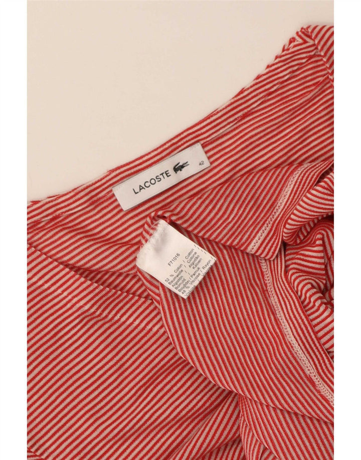 Lacoste Womens T-Shirt Top IT 42 Large Red Cotton