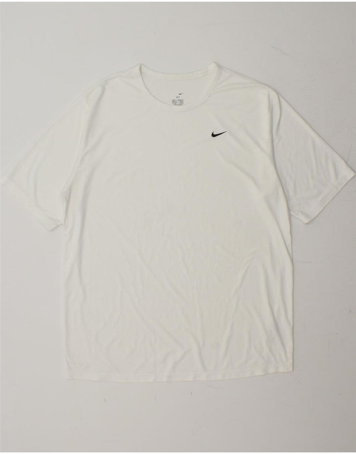 NIKE Mens Dri Fit T-Shirt Top UK 42/44 Large White Polyester Vintage Nike and Second-Hand Nike from Messina Hembry 