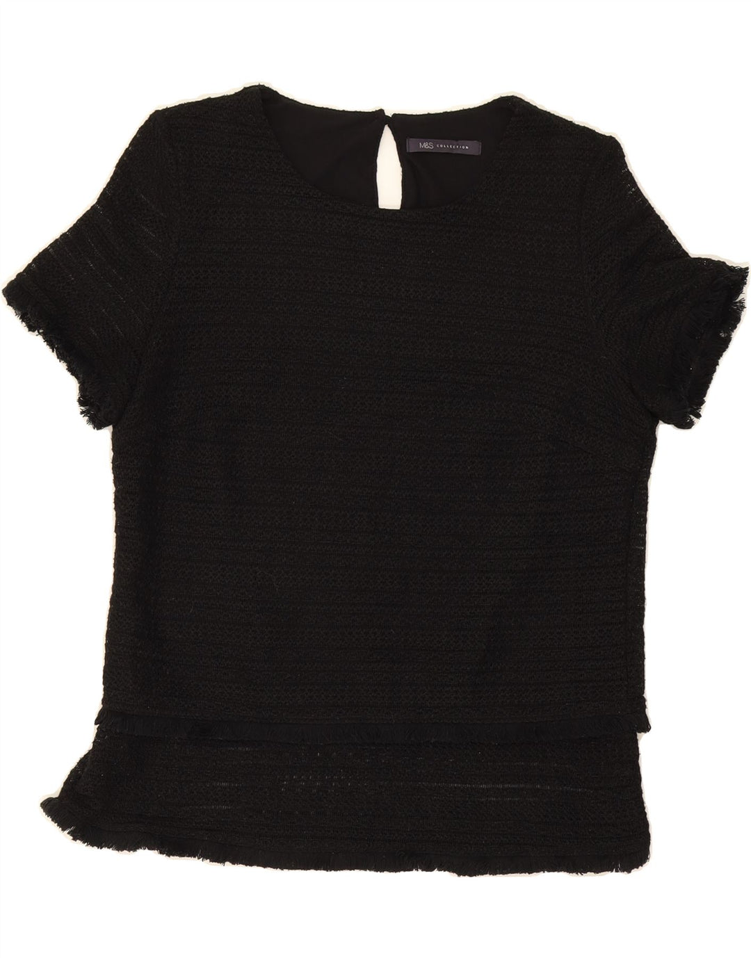 MARKS & SPENCER Womens Short Sleeve Blouse Top UK 12 Medium  Black Vintage Marks & Spencer and Second-Hand Marks & Spencer from Messina Hembry 