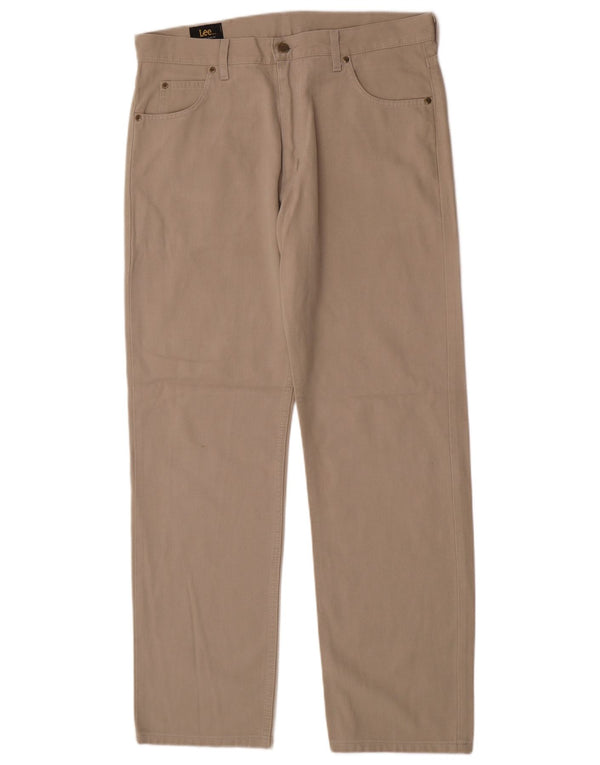 Lee Mens Portland Straight Casual Παντελόνι W36 L32 Μπεζ βαμβακερό