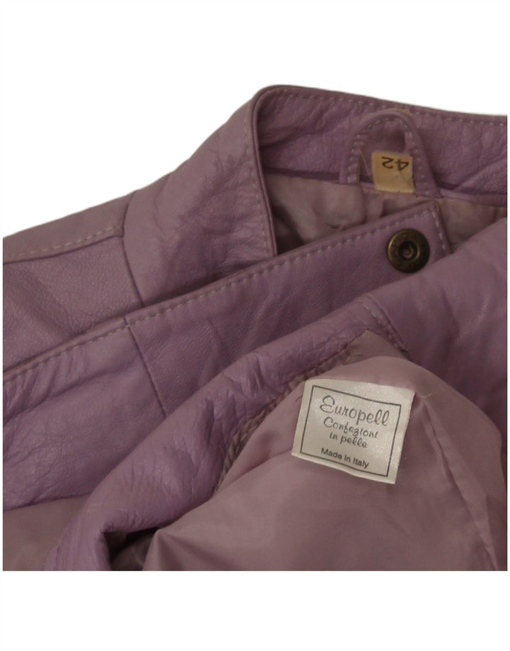 Vintage Womens Bomber Leather Jacket IT 42 Medium Purple Leather